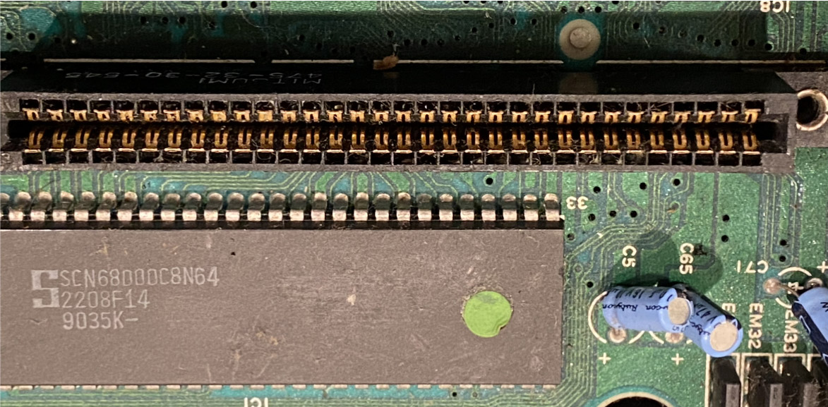 The SegaMega drive game cartridge game connector