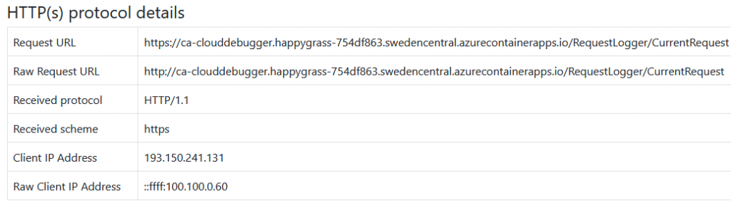 Example from the Cloud Debugger showing the raw and final reuest details