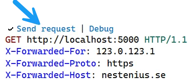 Sample HTTP request with the X-Forwarded-* headers