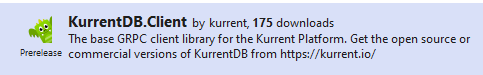the KurrentDB.Client NuGet package