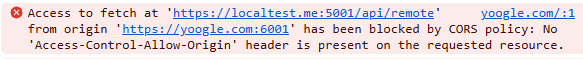 CORS Error - Access to fetch at from origin has been blocked by CORS policy.