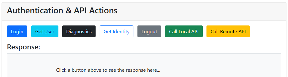 Tweaking the frontend We'll make some small adjustments to the frontend by adding new buttons to the homepage that demonstrate the various BFF endpoints: