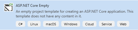 ASP.NET Core Empty Project in Visual Studio 2026