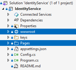 wwwroot and pages folder in the Duende IdentityServer project