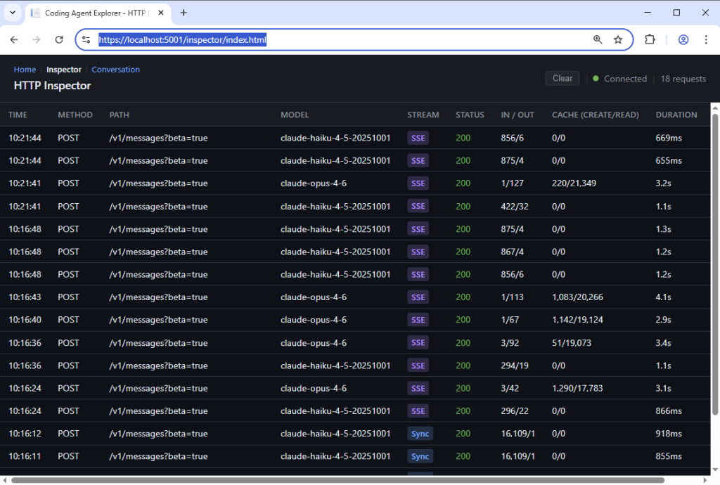 Http Inspector tool in Claude Code Coding Explorer Tool