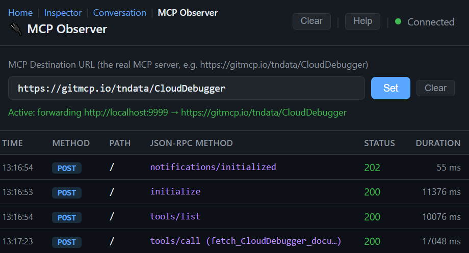 MCP Observer Request List Example