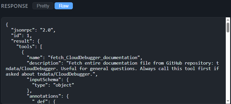 MCP Observer raw view